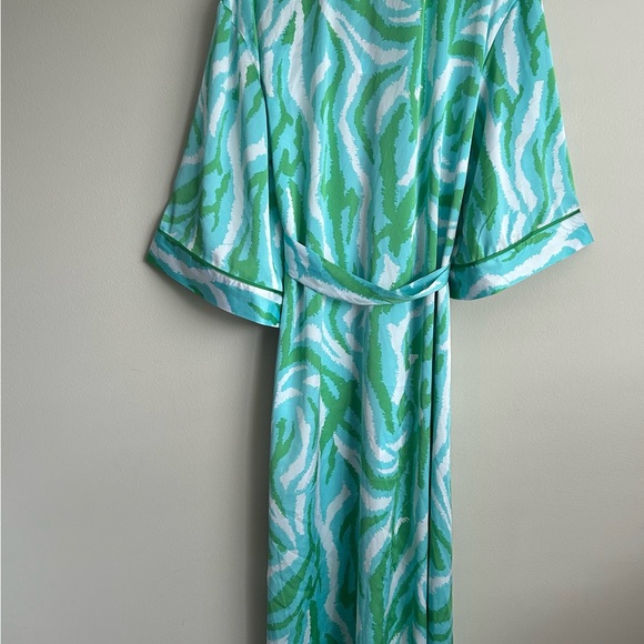 New Diane Von Furstenberg X Target Satin Disco Zebra Green Robe - DVF XS  NWT - Picture 7 of 7